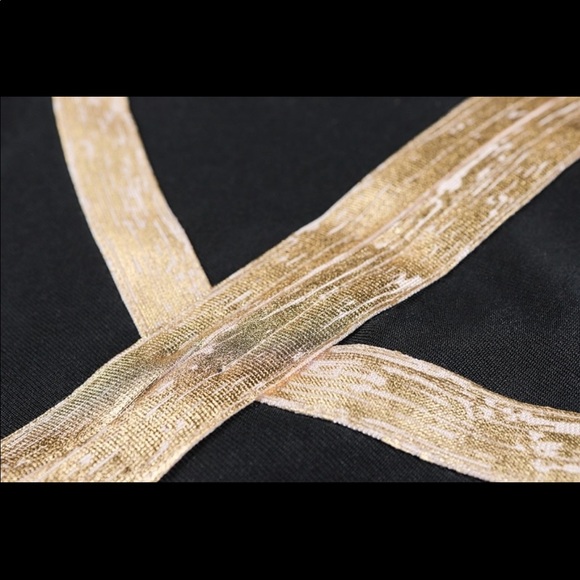 Black & Gold Bodycon Cocktail Dress - Picture 5 of 6